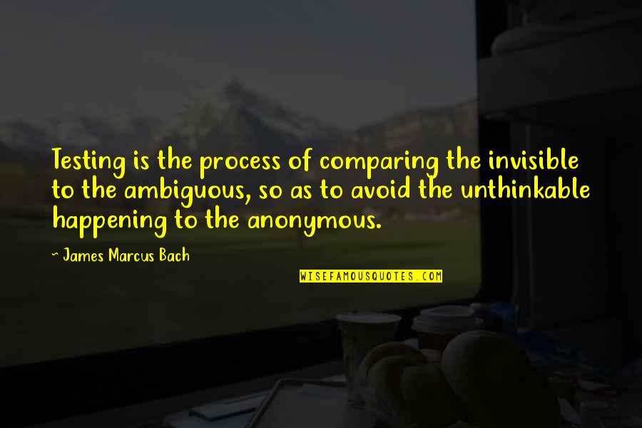 This Is So Not Happening Quotes By James Marcus Bach: Testing is the process of comparing the invisible