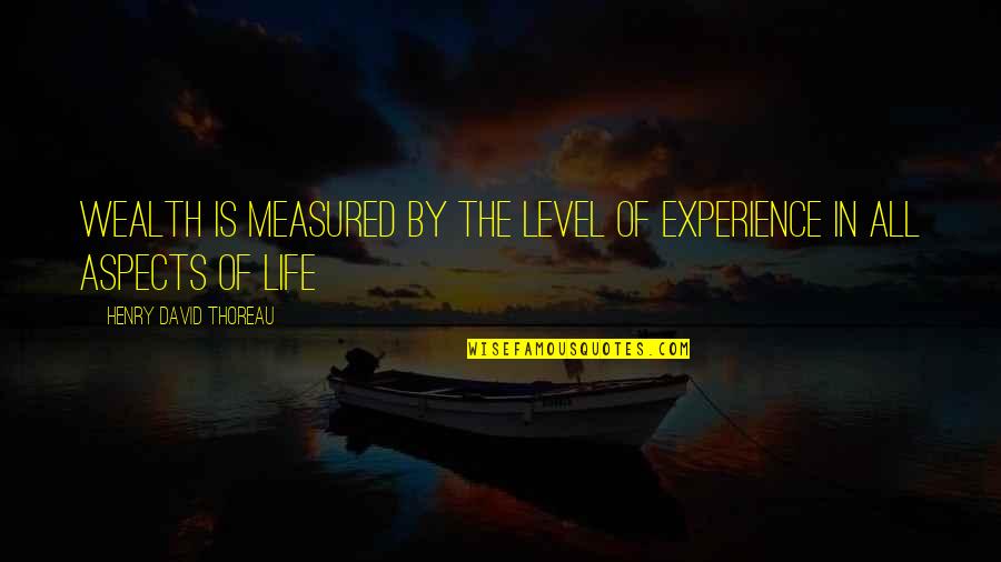 Thoreau Life Quotes By Henry David Thoreau: Wealth is measured by the level of experience