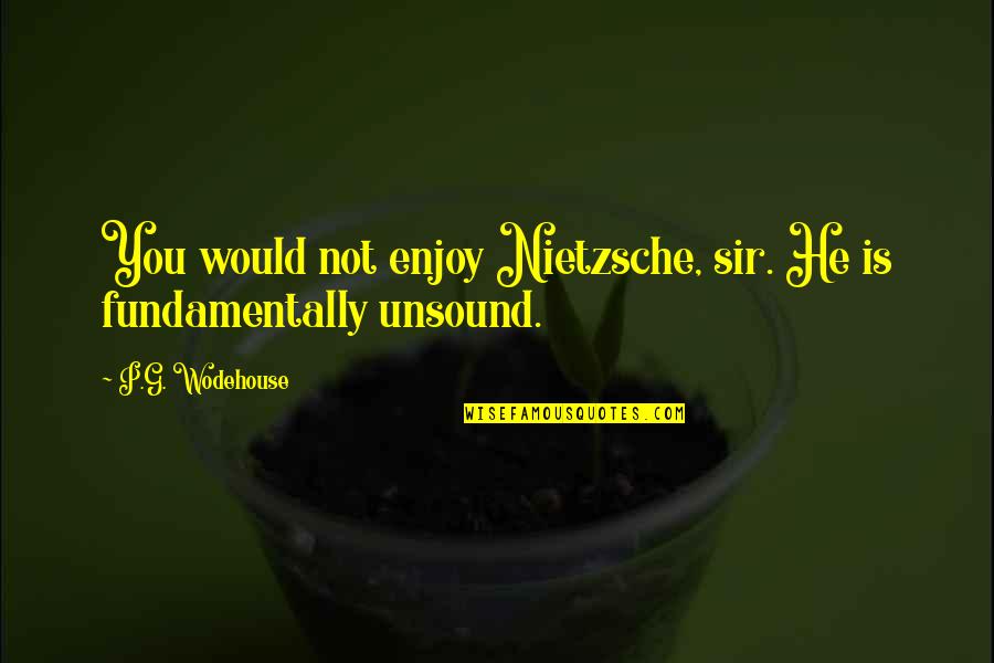 Thows Quotes By P.G. Wodehouse: You would not enjoy Nietzsche, sir. He is