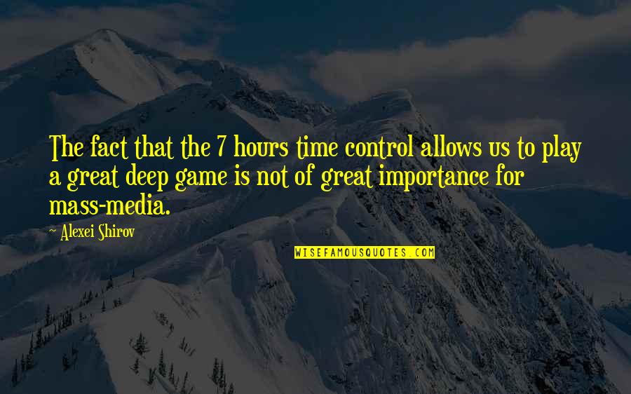 Time Importance Quotes By Alexei Shirov: The fact that the 7 hours time control