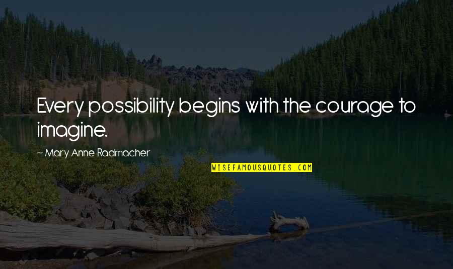 Timely Decision Making Quotes By Mary Anne Radmacher: Every possibility begins with the courage to imagine.