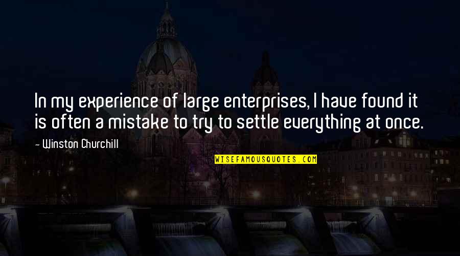 Tin Kosong Quotes By Winston Churchill: In my experience of large enterprises, I have