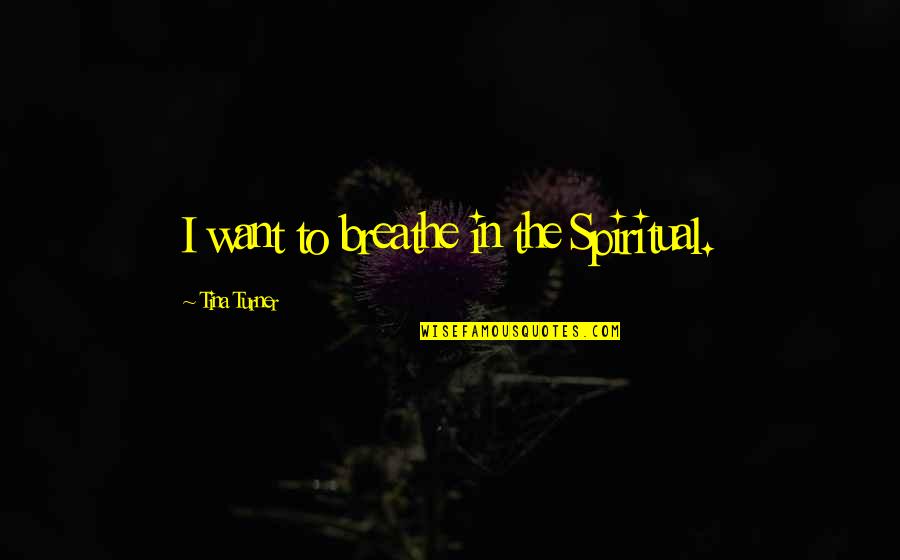 Tina Turner Quotes By Tina Turner: I want to breathe in the Spiritual.