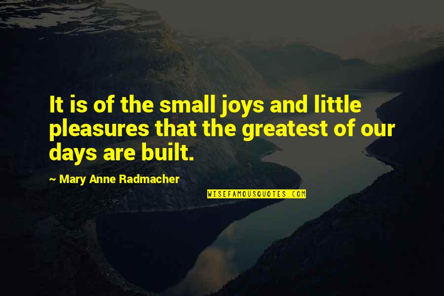 Tinatin Oconnell Quotes By Mary Anne Radmacher: It is of the small joys and little