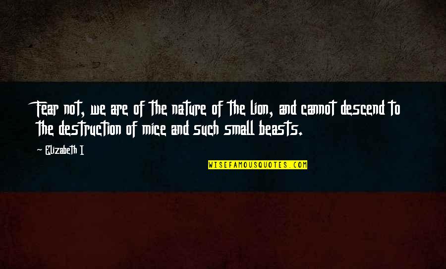 Tinnitus 911 Quotes By Elizabeth I: Fear not, we are of the nature of