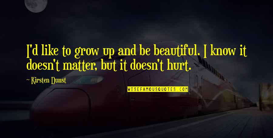 To Grow Up Quotes By Kirsten Dunst: I'd like to grow up and be beautiful.