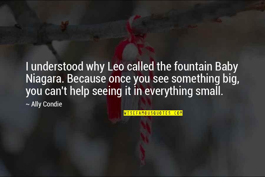 Tobash Quotes By Ally Condie: I understood why Leo called the fountain Baby