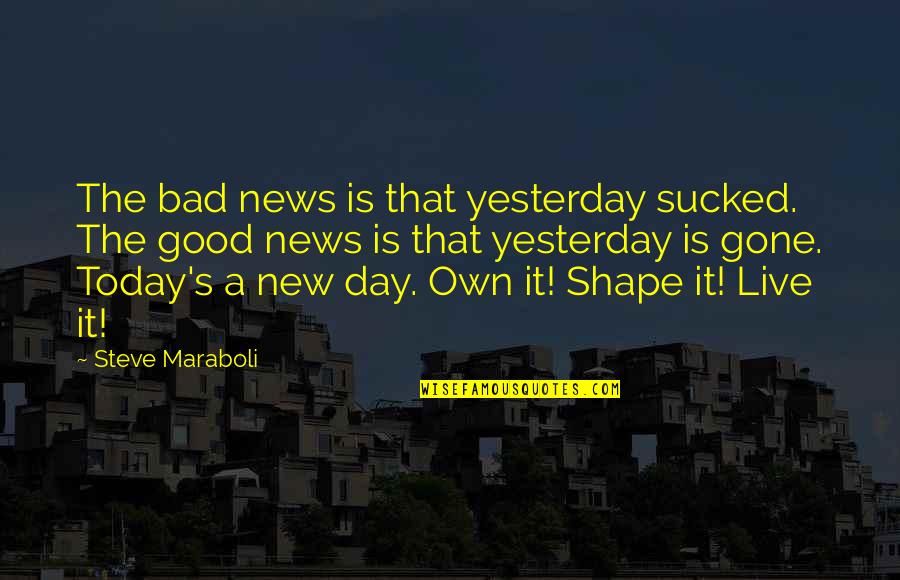 Today Is Not A Good Day Quotes By Steve Maraboli: The bad news is that yesterday sucked. The