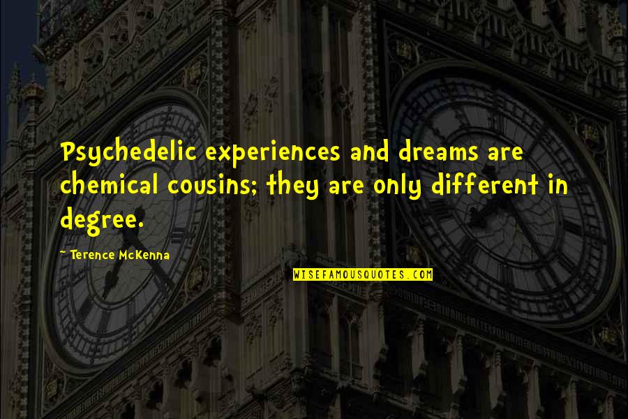 Tololwa Quotes By Terence McKenna: Psychedelic experiences and dreams are chemical cousins; they