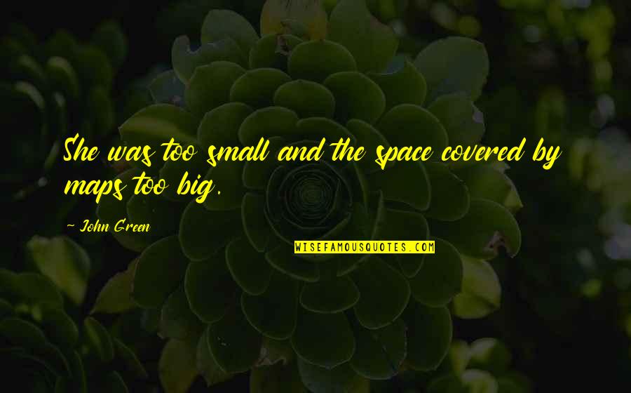 Too Big And Too Small Quotes By John Green: She was too small and the space covered