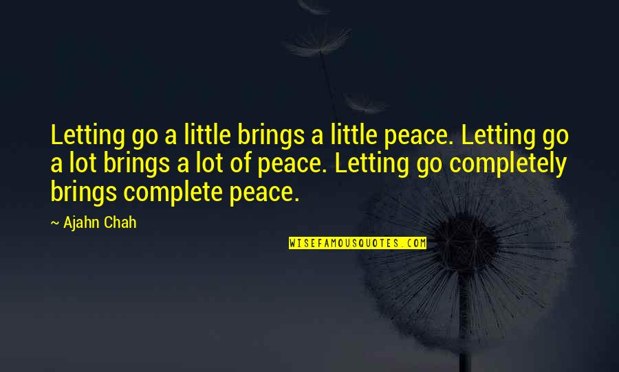 Toribia No Izumi Quotes By Ajahn Chah: Letting go a little brings a little peace.