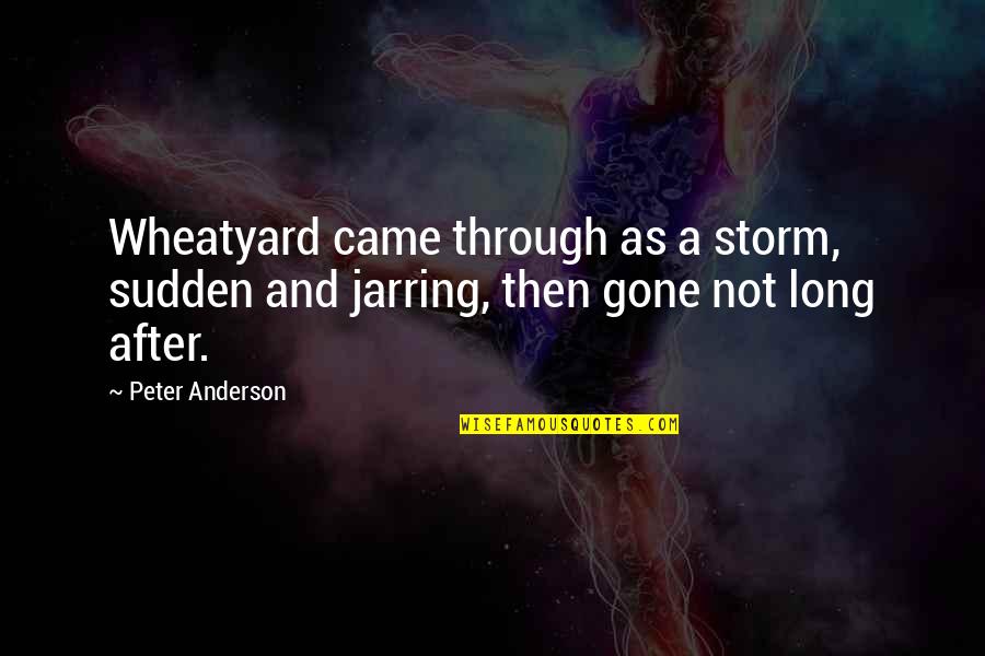 Totiens Latin Quotes By Peter Anderson: Wheatyard came through as a storm, sudden and