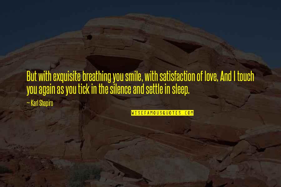 Touch Love Quotes By Karl Shapiro: But with exquisite breathing you smile, with satisfaction