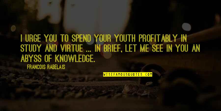 Tough Poetry Quotes By Francois Rabelais: I urge you to spend your youth profitably