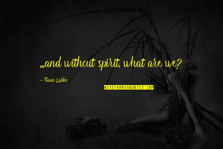 Transeptic Cleansing Quotes By Tiaan Lubbe: ...and without spirit, what are we?