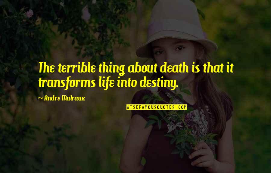 Transforms Quotes By Andre Malraux: The terrible thing about death is that it