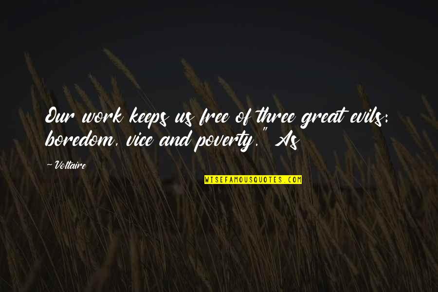 Transitoriedad Freud Quotes By Voltaire: Our work keeps us free of three great