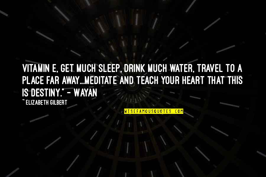 Travel Destiny Quotes By Elizabeth Gilbert: Vitamin E, get much sleep, drink much water,