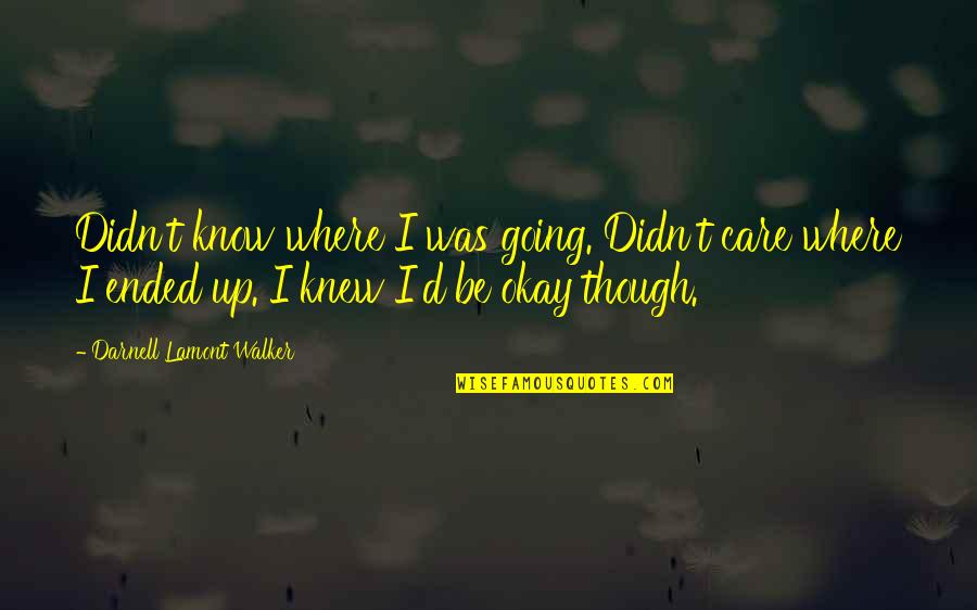 Travel Life Quotes By Darnell Lamont Walker: Didn't know where I was going. Didn't care