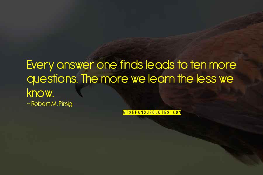 Trubys Whitefish Mt Quotes By Robert M. Pirsig: Every answer one finds leads to ten more