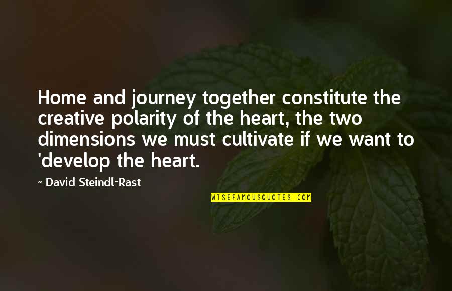 Truculently Quotes By David Steindl-Rast: Home and journey together constitute the creative polarity