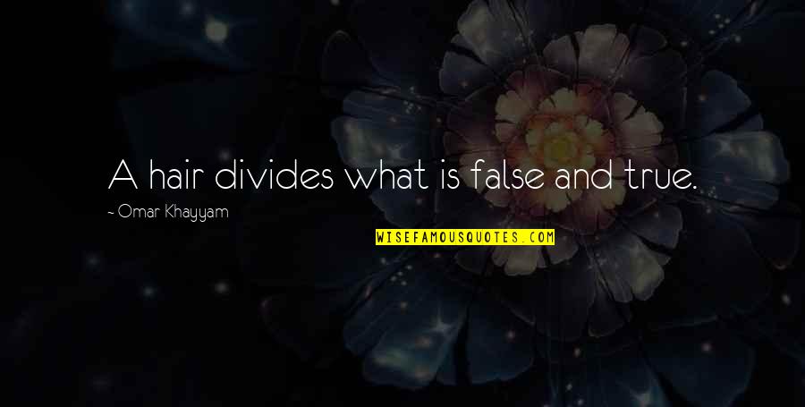 True And False Quotes By Omar Khayyam: A hair divides what is false and true.