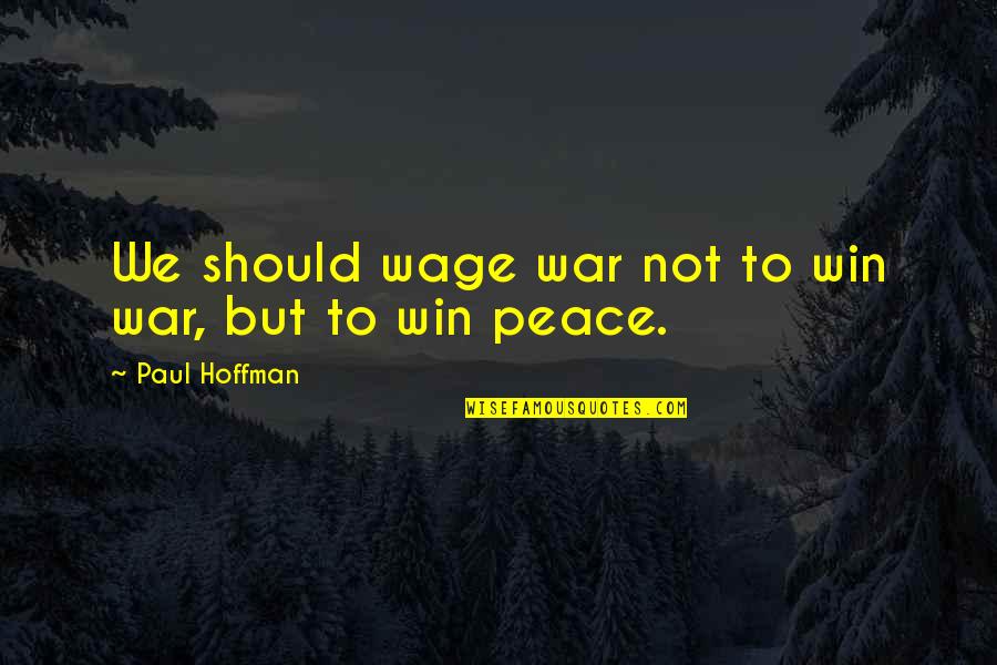 Truly Awesome Quotes By Paul Hoffman: We should wage war not to win war,