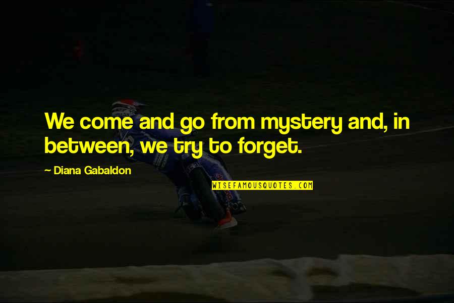 Try To Forget Quotes By Diana Gabaldon: We come and go from mystery and, in