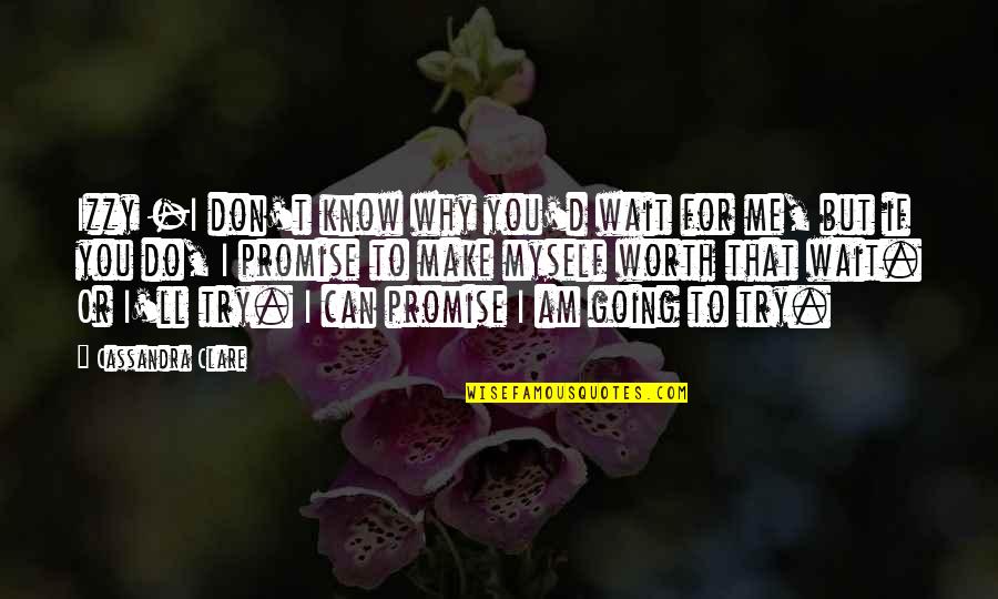 Try To Know Me Quotes By Cassandra Clare: Izzy -I don't know why you'd wait for