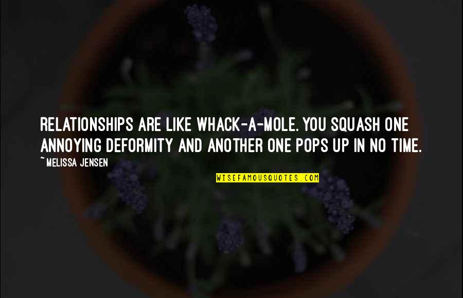 Tweemaal Of Twee Quotes By Melissa Jensen: Relationships are like Whack-a-Mole. You squash one annoying