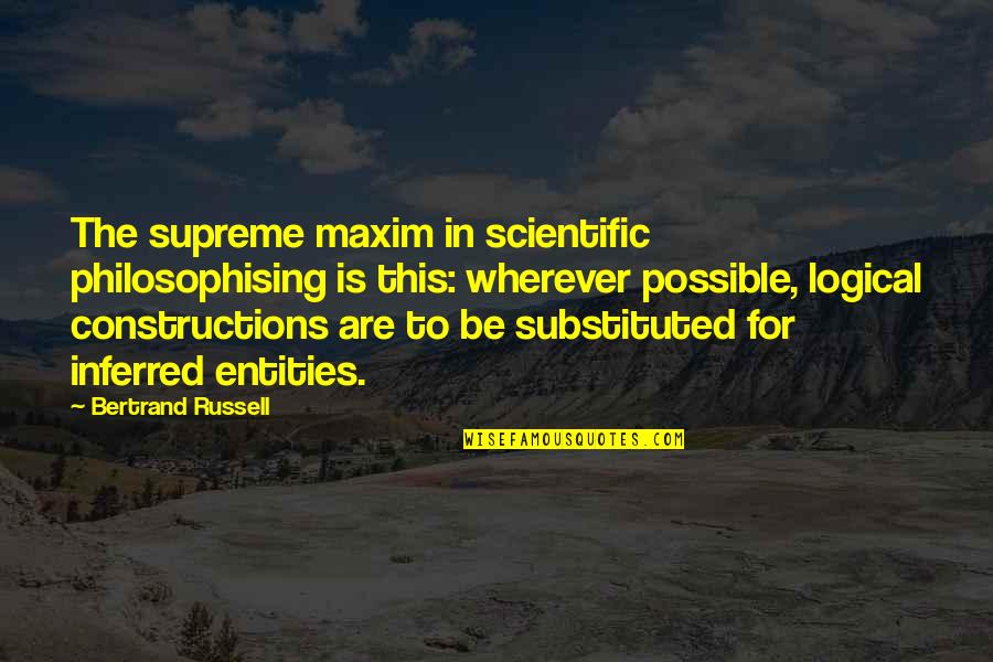 U P I Construction Quotes By Bertrand Russell: The supreme maxim in scientific philosophising is this: