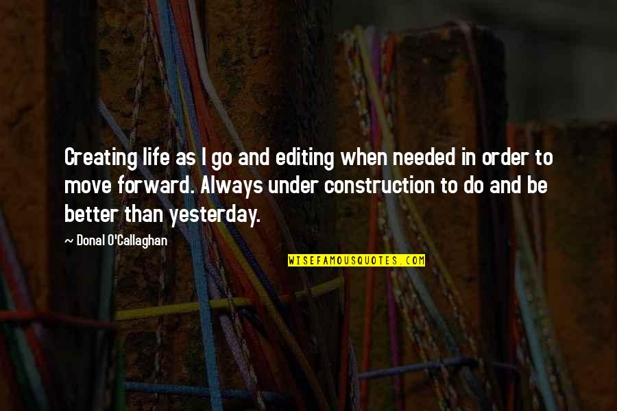 U P I Construction Quotes By Donal O'Callaghan: Creating life as I go and editing when
