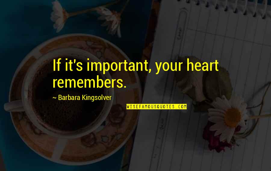 Ultraconservative Debridement Quotes By Barbara Kingsolver: If it's important, your heart remembers.