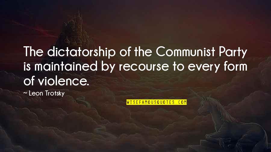 Un Altro Quotes By Leon Trotsky: The dictatorship of the Communist Party is maintained