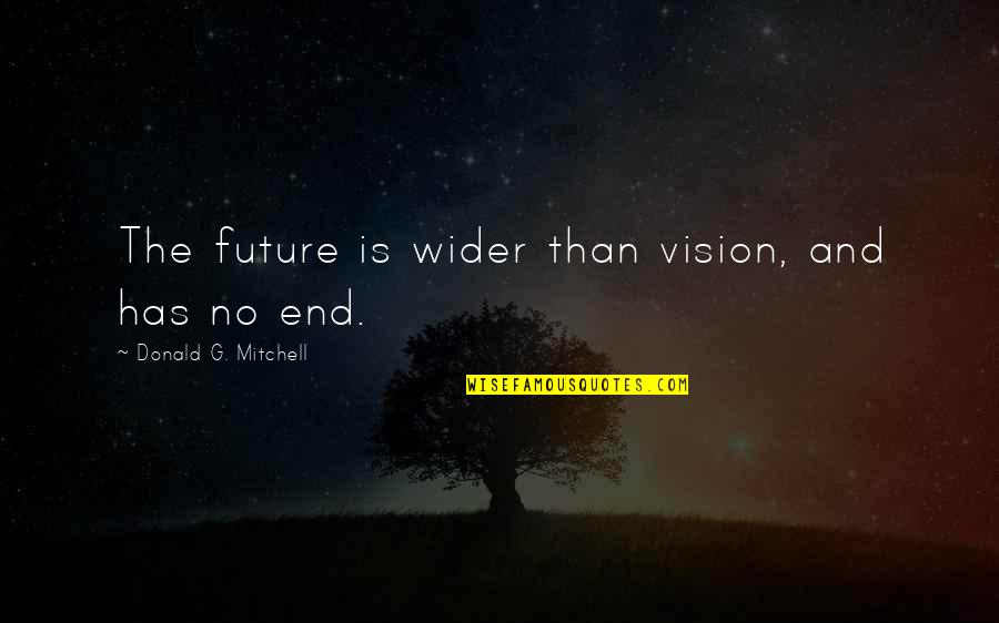 Unarte Moda Quotes By Donald G. Mitchell: The future is wider than vision, and has