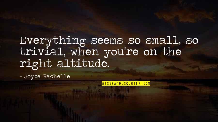 Unattached Earlobes Quotes By Joyce Rachelle: Everything seems so small, so trivial, when you're