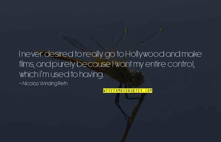 Uncritically Quotes By Nicolas Winding Refn: I never desired to really go to Hollywood