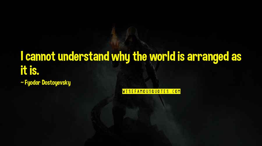 Understand Why Quotes By Fyodor Dostoyevsky: I cannot understand why the world is arranged