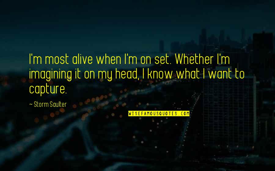 Undular Hydraulic Jump Quotes By Storm Saulter: I'm most alive when I'm on set. Whether