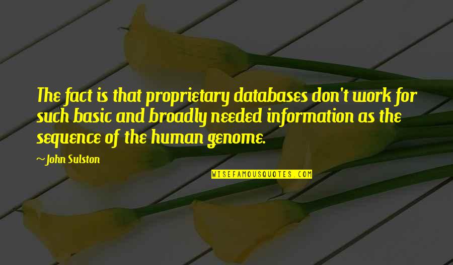 Unflinching Support Quotes By John Sulston: The fact is that proprietary databases don't work