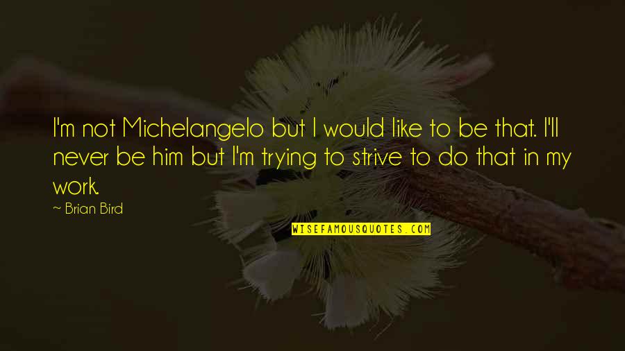 Unisolable Quotes By Brian Bird: I'm not Michelangelo but I would like to