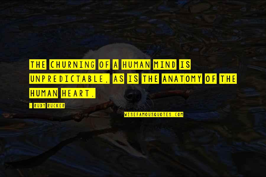 Unit Cohesion Quotes By Rudy Rucker: The churning of a human mind is unpredictable,