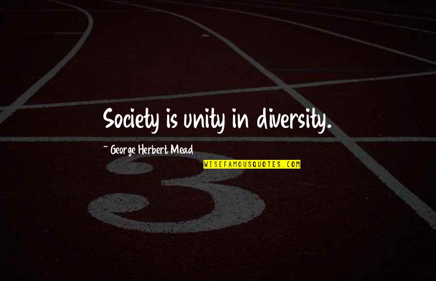 Unity Is Quotes By George Herbert Mead: Society is unity in diversity.