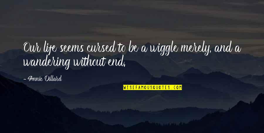 Unreluctant Synonym Quotes By Annie Dillard: Our life seems cursed to be a wiggle