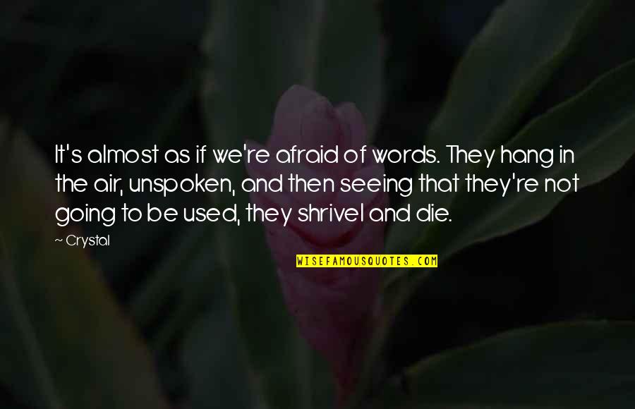 Unspoken Quotes By Crystal: It's almost as if we're afraid of words.