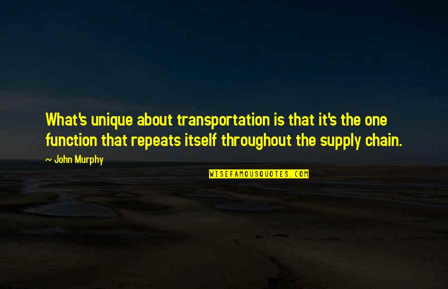 Unsupported Personality Quotes By John Murphy: What's unique about transportation is that it's the