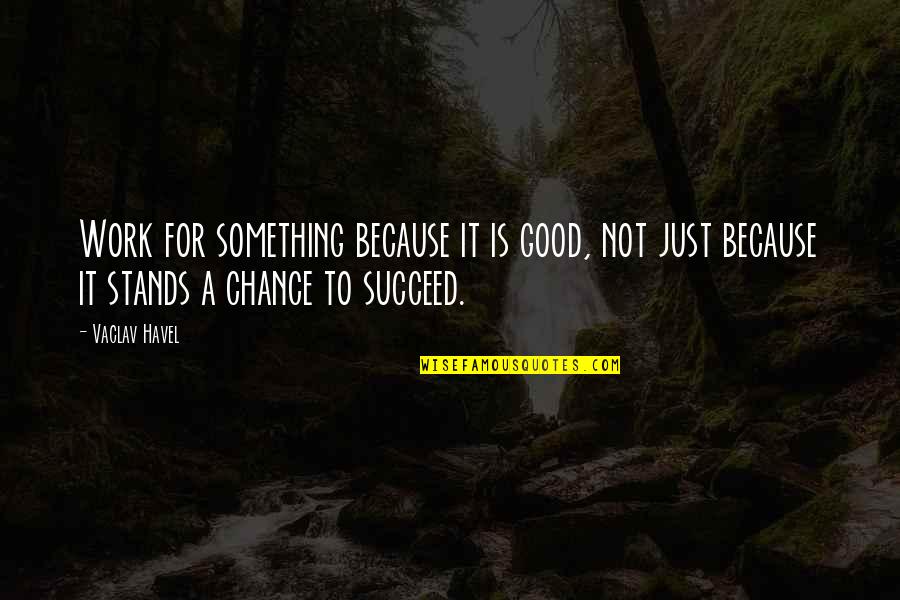 Vaclav 3 Quotes By Vaclav Havel: Work for something because it is good, not