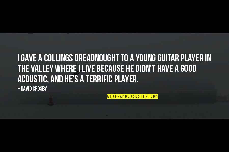 Valley Quotes By David Crosby: I gave a Collings dreadnought to a young