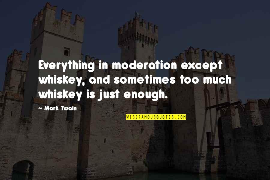 Valory Game Quotes By Mark Twain: Everything in moderation except whiskey, and sometimes too