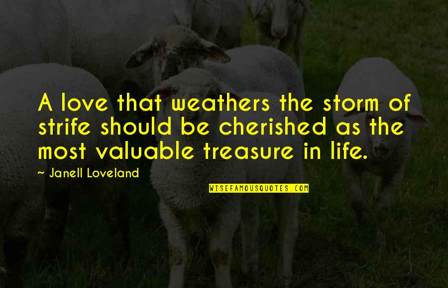 Valuable Life Quotes By Janell Loveland: A love that weathers the storm of strife